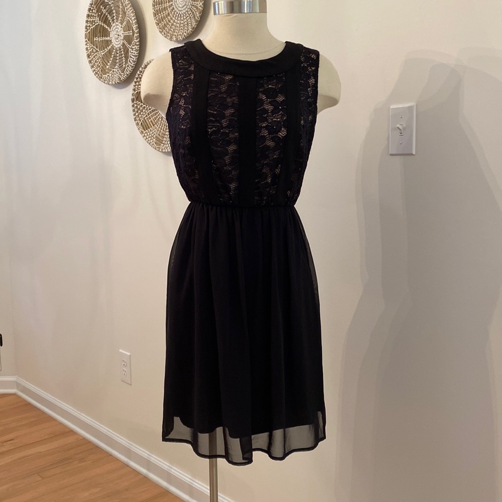 EnFocus Studio Black Lace and Chiffon Dress